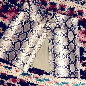 Nasty Gal snake print mini skirt snap button top to bottom with belt medium